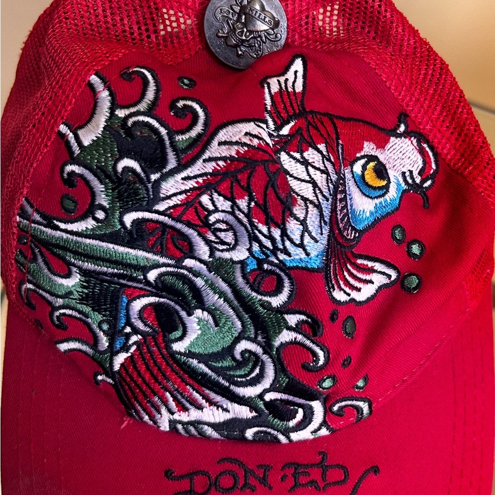 Ed Hardy Vibrant Red Fish Cap